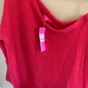 Lilly Pulitzer Maura Sweater XL Amaryllis Red One Shoulder NWT